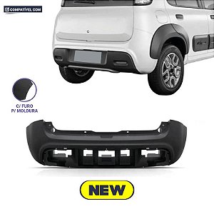 Parachoque Uno Novo  Way 14/16 Traseiro Preto Liso c/ furo p/ moldura