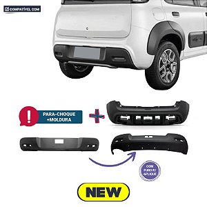 Parachoque Uno Novo  Way 14/16 Traseiro Preto Liso c/ furo p/ moldura + Mold. Inf