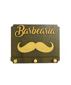 Cabide de Capas Para Barbeiros Modelo Bigode 3 Pinos em Mdf