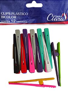 Clips Plásticos Bicolor Cores Especiais 12 Und Santa Clara