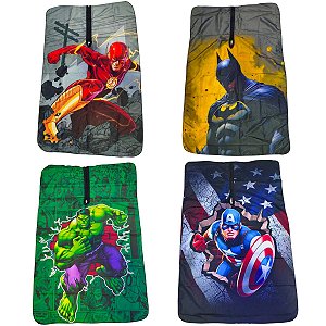 Capa De Corte Infantil Estampada Tecido Microfibra Fechamento Zíper