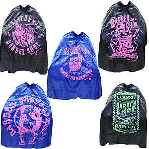 Capa De Corte Adulto Para Barbeiro Cabeleireiro Tecido Cetim Fechamento Botão