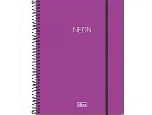 Caderno Neon Roxo Espiral Universitário Capa Plástica Com Elástico 2024 10 Matérias 160 Folhas 200 x 275mm Tilibra