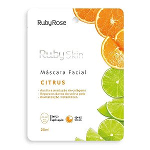 MÁSCARA FACIAL DE TECIDO CITRUS SKIN - REVITALIZAÇÃO INSTANTÂNEA - RUBY ROSE