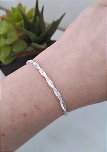 PULSEIRA TRANÇADA DOIS FIOS PRATA 925