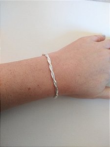 PULSEIRA TRANÇADA DOIS FIOS PRATA 925