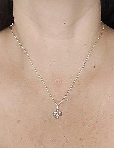COLAR TREVO DE QUATRO FOLHAS PRATA 925