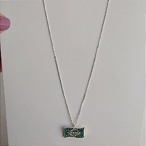COLAR BRASIL PINGENTE COM MICROZIRCÔNIAS PRATA 925