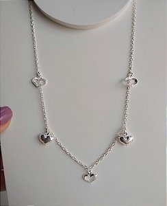 GARGANTILHA CHOKER CORAÇÃO 40 CM PRATA 925