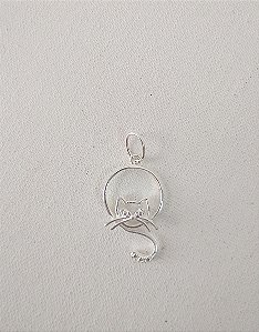 PINGENTE GATO VAZADO PRATA 925
