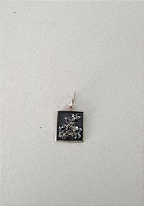 PINGENTE SÃO JORGE QUADRADO PRATA VELHA 925