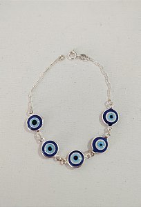 PULSEIRA OLHO GREGO ELO QUADRADO PRATA 925