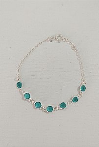 PULSEIRA ZIRCÔNIA TURQUESA PRATA 925