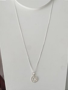 COLAR MEDALHA ESTRELA DE DAVI PRATA 925