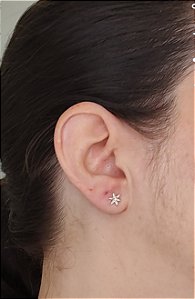 BRINCO FLOR ZIRCÔNIA PRATA 925