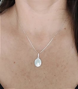 COLAR NOSSA SENHORA APARECIDA MEDALHA PRATA 925