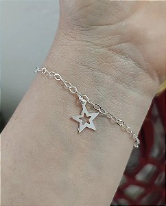 PULSEIRA DE PRATA 925  ESTRELA VAZADA