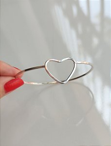 BRACELETE CORAÇÃO VAZADO PRATA 925