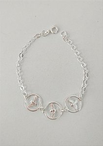 PULSEIRA 3 POMBAS SÍMBOLO DA PAZ PRATA 925