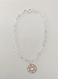 PULSEIRA MEDALHA ESTRELA DE DAVI PRATA 925