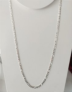 CORRENTE DE PRATA 3X1 FIO 080 MASCULINA 60 CM