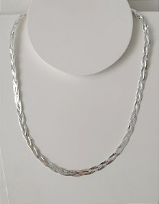 GARGANTILHA CHOKER TRANÇADA TRÊS FIOS PRATA 925