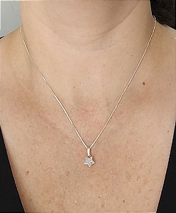 COLAR DE PRATA ESTRELA ZIRCÔNIA 8 MM