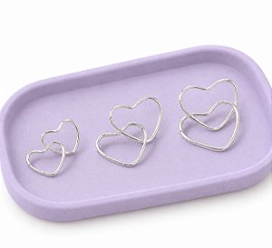 TRIO ARGOLAS CORAÇÃO LISAS PRATA 925