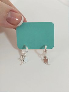 ARGOLINHA LUA CRAVEJADA E ESTRELA PRATA 925
