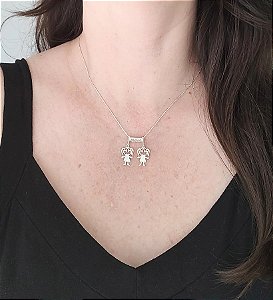 COLAR DE PRATA 925 DOIS FILHOS TRÊS OPÇÕES