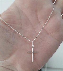 CORRENTE DE PRATA 925 CRUZ PALITO 60 CM