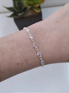 PULSEIRA DE PRATA 925 ZIRCÔNIAS REDONDAS