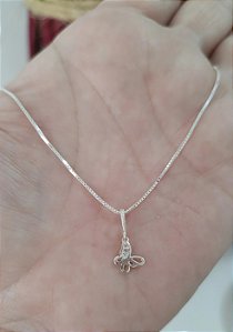 COLAR PRATA 925 BORBOLETA PEQUENA CRAVEJADA