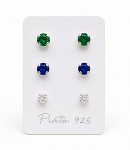 TRIO PRATA 925 ZIRCÔNIA BRASIL