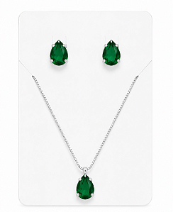 CONJUNTO PRATA 925 GOTA ZIRCÔNIA CORES
