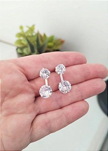 BRINCO DOIS EM UM PRATA 925 ZIRCONIA 8/10 MM VIRGINIA