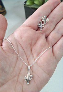 CONJUNTO PRATA 925 CACTOS