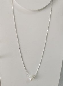 COLAR PRATA 925 PÉROLA 8 MM