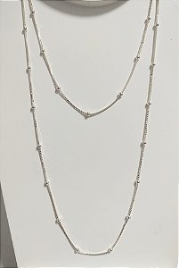 COLAR BOLINHA E CHOKER BOLINHA EM PRATA 925 DUAS PEÇAS