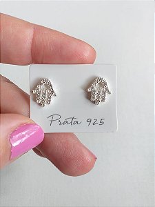 BRINCO MÃO DE HAMSA CRAVEJADA COM MICROZIRCÔNIAS PRATA 925