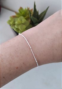 PULSEIRA PRATA 925 RABO DE RATO MICRO BOLINHAS
