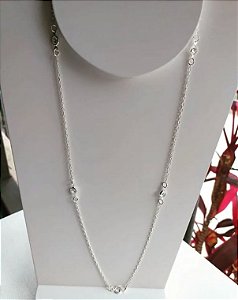 COLAR PONTO DE LUZ 70 CM PRATA 925 E PEDRAS ZIRCÔNIA
