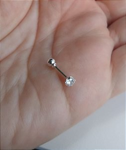 Piercing Tragus Zircônia Luz Prata 925 - Amoralora Prata 925