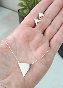 CONJUNTO PRATA 925 TRIÂNGULO