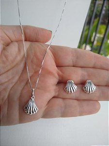 CONJUNTO CONCHAS DO MAR PRATA 925