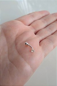 PIERCING TRAGUS COM PEDRA ZIRCÔNIA PRATA 925