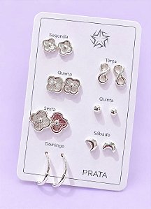 KIT SEMANINHA VARIADO 7 PARES PRATA 925