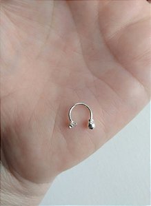 PIERCING FERRADURA COM ZIRCÔNIA E BOLINHA PRATA 925
