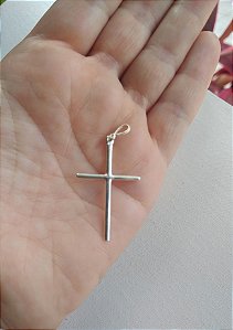 PINGENTE CRUZ LISA 3,5 CM PRATA 925