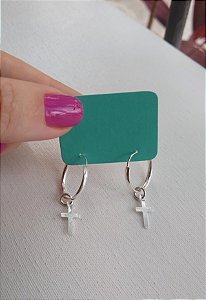 ARGOLA COM BERLOQUE CRUZ PRATA 925